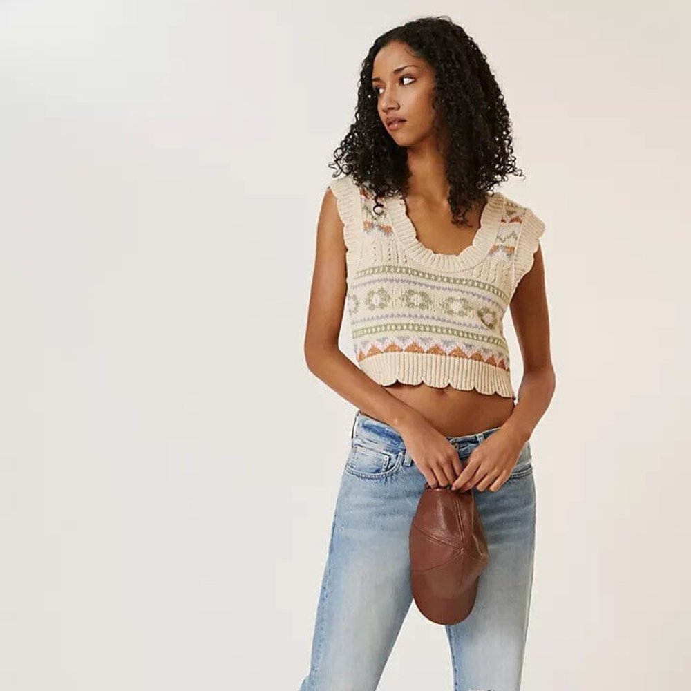 Anthropologie Scalloped Sleeveless Vest new with tag LP PL petite - Picture 3 of 9